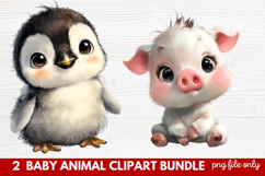 Baby Animal Clipart | Cute Nursery Wildlife PNG Illustration Product Image 1