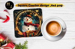 Christmas snowman Square Coaster sublimation,Snowman Coaster Product Image 1