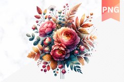 Autumn Flowers Sublimation - Clipart PNG Design Product Image 1