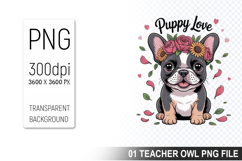 Cute Floral Dog, Animal Sublimation Clipart PNG Product Image 1