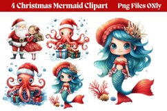 Christmas Mermaid Clipart PNG Product Image 1