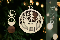 3d deer layered christmas ornaments tags files laser cut Product Image 1