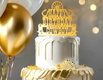 Happy Birthday Cowboy svg, Cake topper cut file Cowboy boots Product Image 3