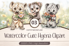 Watercolor Cute Hyena Clipart PNG Product Image 1