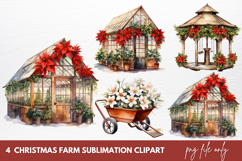 Watercolor Christmas Farm Sublimation Clipart Product Image 1