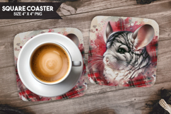 Chinchilla, Pets &amp; Animals, Buffalo Plaid Square Coaster PNG Product Image 1