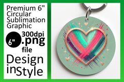 Artistic Keychain Circle Design PNG , Heart Product Image 1