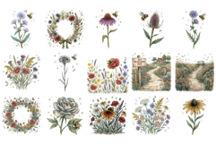 1920 Botanical Summer Wildflowers Clipart Product Image 7