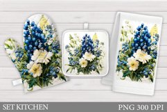 Flowers Oven Mitt Design. Flowers Square Pot Holder Product Image 1