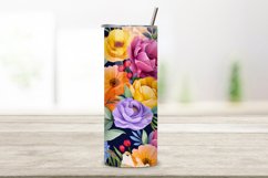 Floral Watercolor Tumbler Wrap, 20 oz Skinny Sublimation PNG Product Image 2