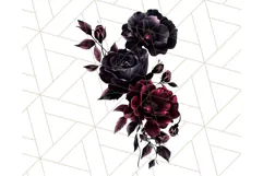 Gothic Floral PNG, Dark Aesthetic Flowers Clipart Print Product Image 3