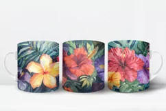 Colorful Watercolor Flowers Tropical Coffee Mug Design Product Image 2