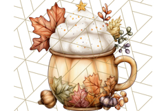 Fall Drink Clipart PNG, Cozy Autumn Cocoa and Latte Art Product Image 3