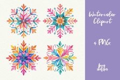 4 Disco Snowflakes Clipart Groovy Christmas PNG Product Image 1