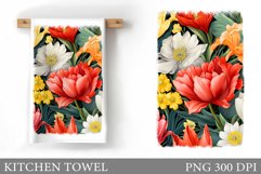 3D Flowers Kitchen Towel. Summer Flowers Kitchen Towel Product Image 1