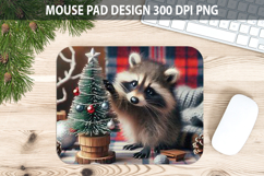 Christmas Raccoon Mouse Pad Sublimation - Animal PNG Design Product Image 1