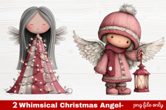2 Whimsical Christmas Angel Clipart | Cute Holiday Angel PNG Product Image 1