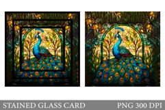 Stained Glass Peacock Card. Stained Glass Card Sublimation Product Image 1