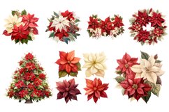 Christmas Poinsettia Clipart, Set of 20 Png Bundle Product Image 5