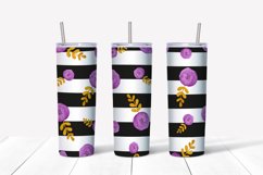 Violet Flower Black Line Seamless Skinny Tumbler Sublimation Product Image 2
