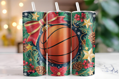 Merry Basketball Tumbler Wrap | Christmas Wrap Product Image 1