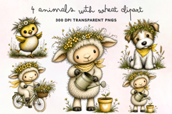 Farm Animals With Wheat Clipart PNG Product Image 1