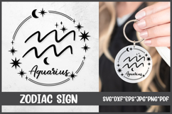 Aquarius Zodiac Sign SVG. Horoscope Keychain Laser Cut. Product Image 1