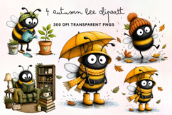 Autumn Bee Clipart PNG Product Image 1