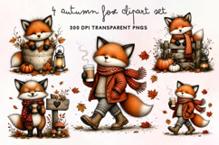 Autumn Fox Clipart PNG Product Image 1