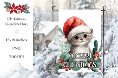 Merry Christmas Garden Flag, Christmas Cat Garden Flag PNG Product Image 1