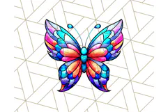 Stained Glass Hearts and Butterflies Clipart PNG Product Image 3
