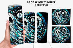 Ghost Skinny Tumbler 20oz Wrap Design, Halloween Tumbler PNG Product Image 1