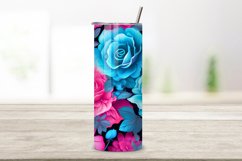Turquoise Floral Mirage Tumbler Wrap | Sublimation PNG Product Image 2