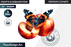 Vibrant Butterfly with Fruit PNG, Tropical Summer Clipart Product Image 1
