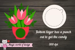 Tulips flowers Candy Dome Holder Svg, 3d svg cut file Product Image 2