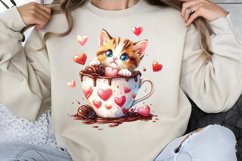 Watercolor Valentine Cat Love Clipart PNG Product Image 1