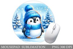 Cute Penguin Mouse Pad. Christmas Penguin Mouse Pad Design Product Image 1