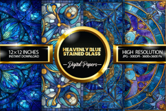 heavenly blue stained glass Digital Papers - 04 variations Product Image 1