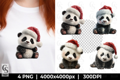 Panda with Santa Hat PNG Product Image 1