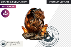 Cute Baby Dragon in a egg Clipart, dragon egg, Fantasy PNG Product Image 1