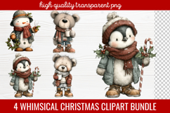 4 Whimsical Christmas Clipart | Cute Festive Holiday PNG Product Image 1