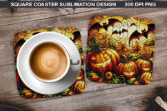 Pumpkin Coaster Sublimation, Halloween Coaster PNG Design Product Image 1