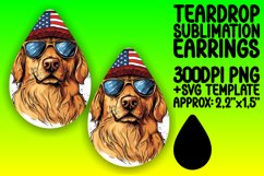American Flag Teardrop Earrings Dog Sublimation Product Image 1