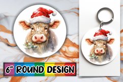 Holiday Cow Keychain: Festive Sublimation Art Product Image 1