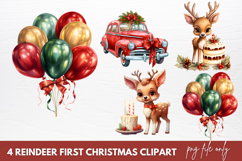 Reindeer First Christmas Clipart Sublimation Product Image 1