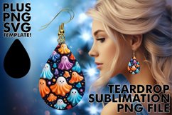 Playful Halloween Ghost Pattern Teardrop Earrings Sublimatio Product Image 1