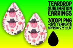 Retro Floral Smile Pattern Teardrop Earring Art Product Image 1