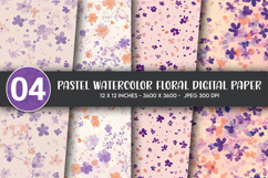 Pastel Watercolor Floral Digital Paper Product Image 1