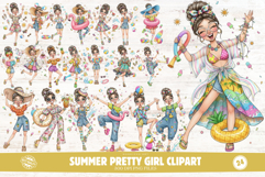 Summer Pretty Girl Clipart Product Image 1