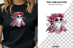 Retro Hippie Ghost PNG, Sublimation Download, Floral Product Image 1